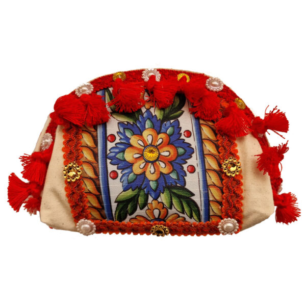 Pochette Rossa Fiori con decorazioni Siciliane