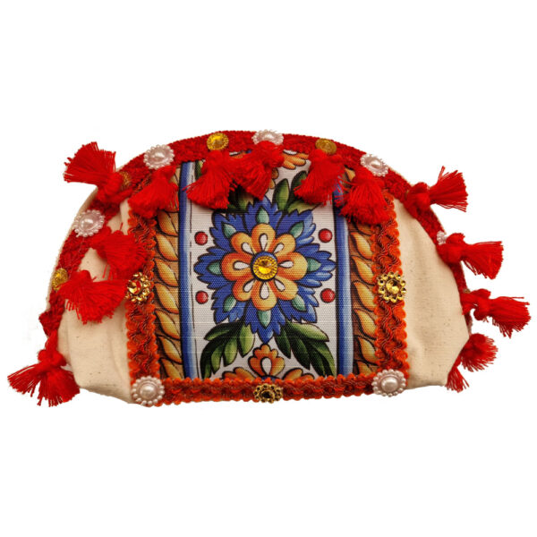 Pochette Rossa Fiori con decorazioni Siciliane - immagine 2