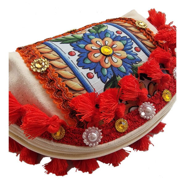 Pochette Rossa Fiori con decorazioni Siciliane - immagine 3